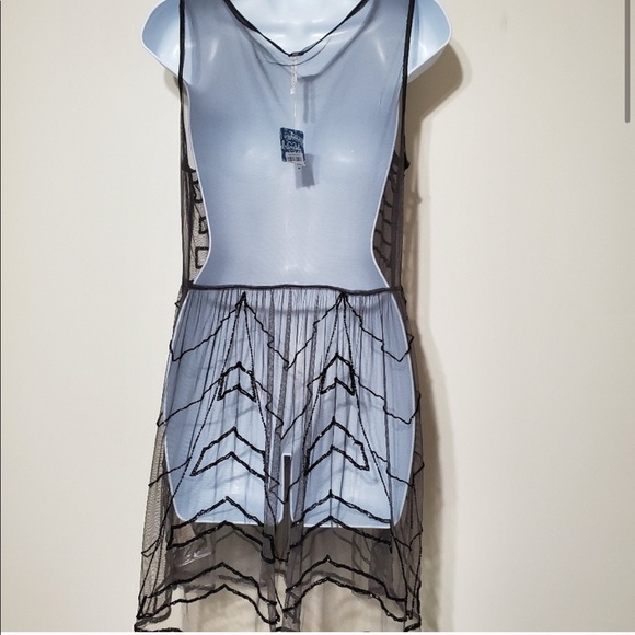 Free People Sheer Beaded Slip Dress S NWT - Picture 4 of 7